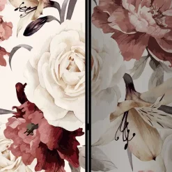 Vintage Motiv Paravent mit Rosen in Rot Weiß - Vakuum