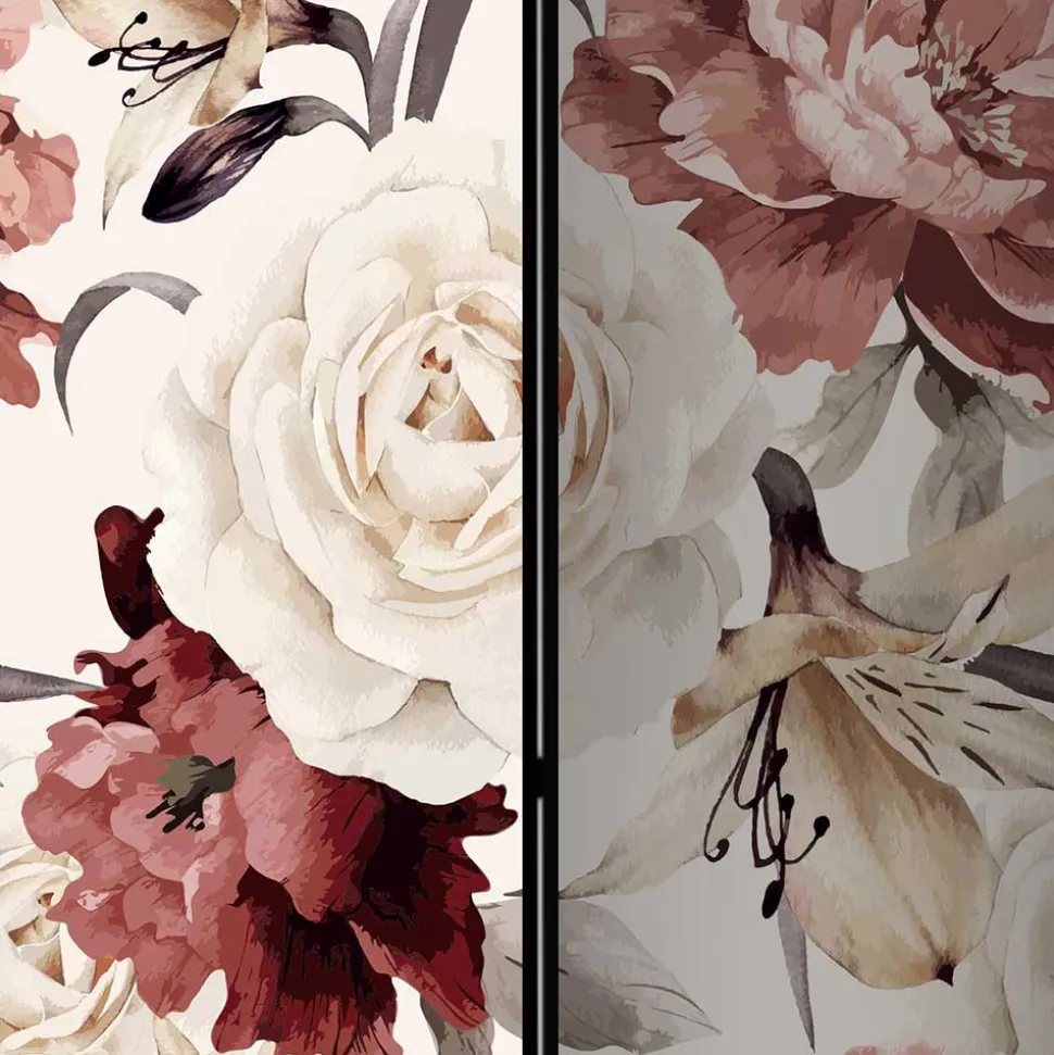 Vintage Motiv Paravent mit Rosen in Rot Weiß - Vakuum
