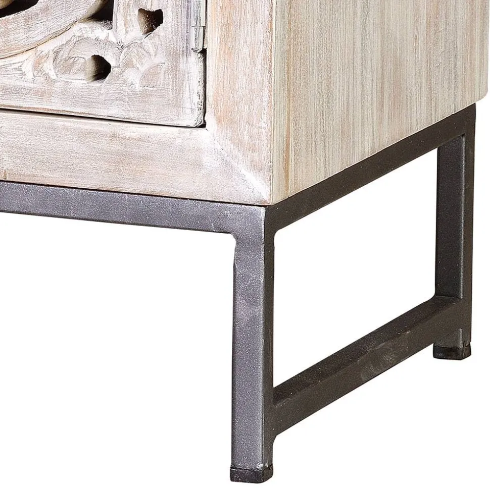 Vintage Nachtschrank aus Mangoholz White Wash - Fudorus