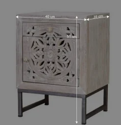 Vintage Nachtschrank aus Mangoholz White Wash - Fudorus