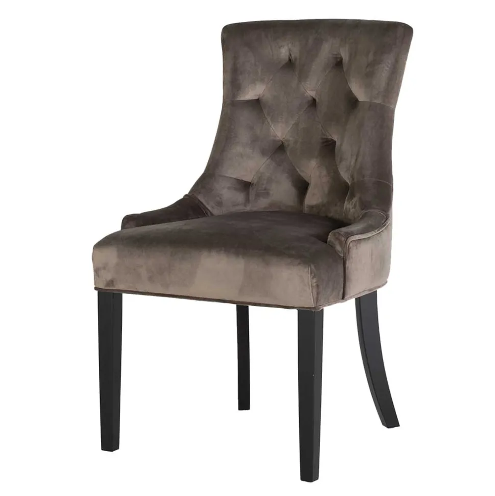 Vintage Polsterstuhl aus dunkelgrauem Samt - Blances (4er Set)