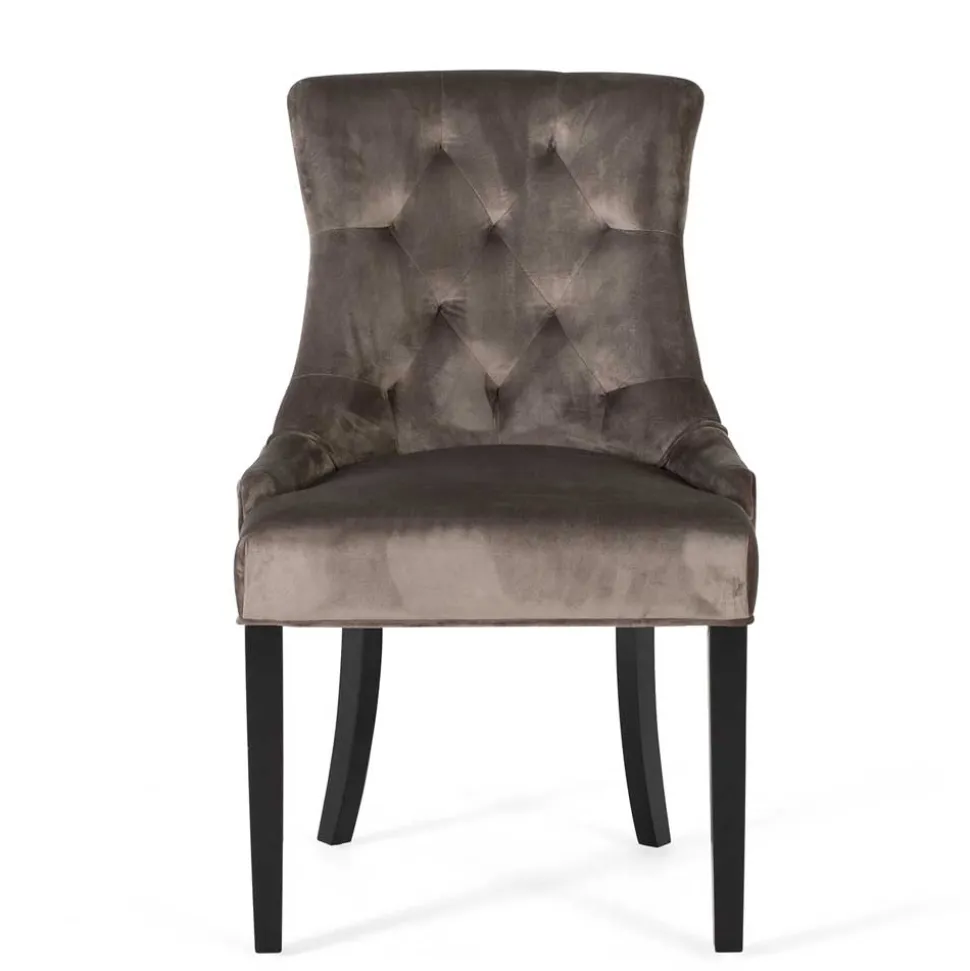 Vintage Polsterstuhl aus dunkelgrauem Samt - Blances (4er Set)