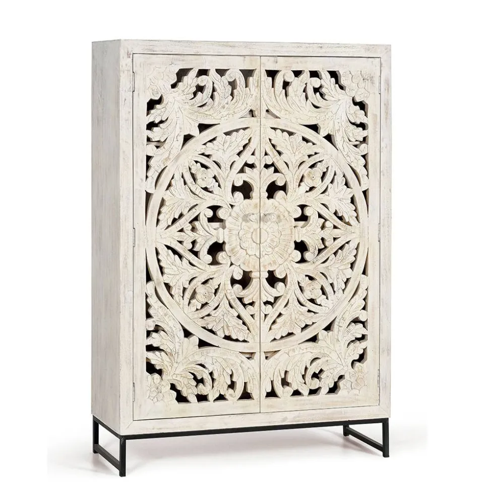 Vintage Schrank in Mangoholz White Wash - Fudorus