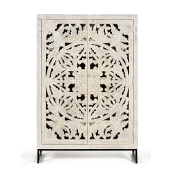 Vintage Schrank in Mangoholz White Wash - Fudorus