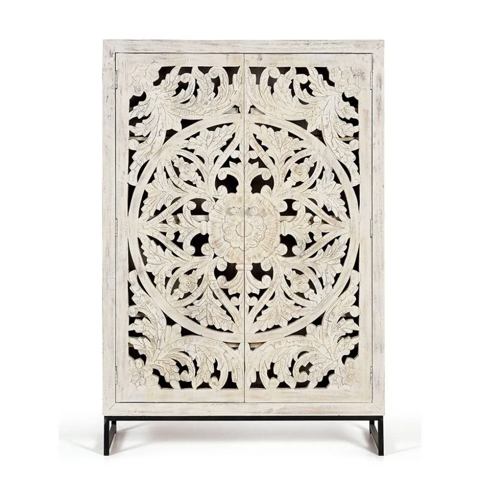 Vintage Schrank in Mangoholz White Wash - Fudorus