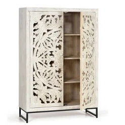 Vintage Schrank in Mangoholz White Wash - Fudorus