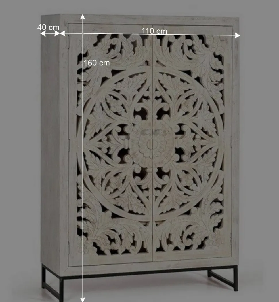 Vintage Schrank in Mangoholz White Wash - Fudorus