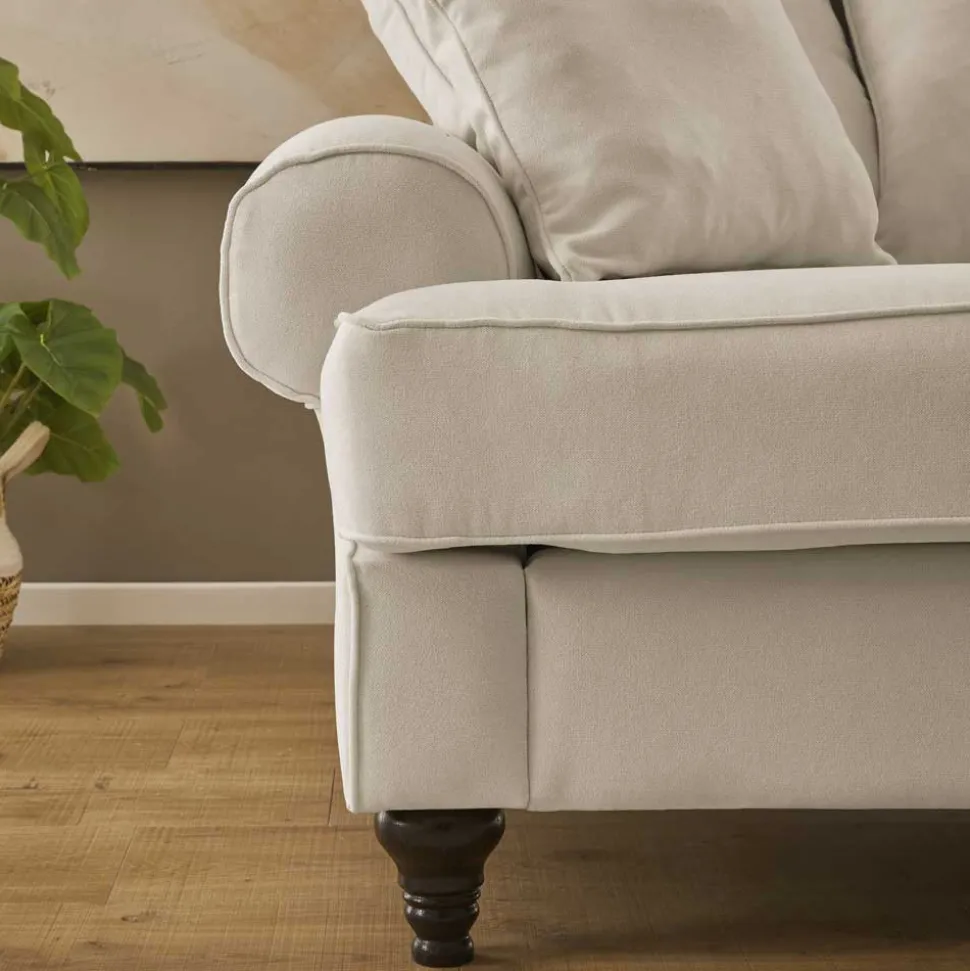 Vintage Sofa in Beige mit Dunkelbraun - Merandes