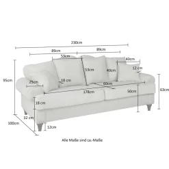 Vintage Sofa in Beige mit Dunkelbraun - Merandes
