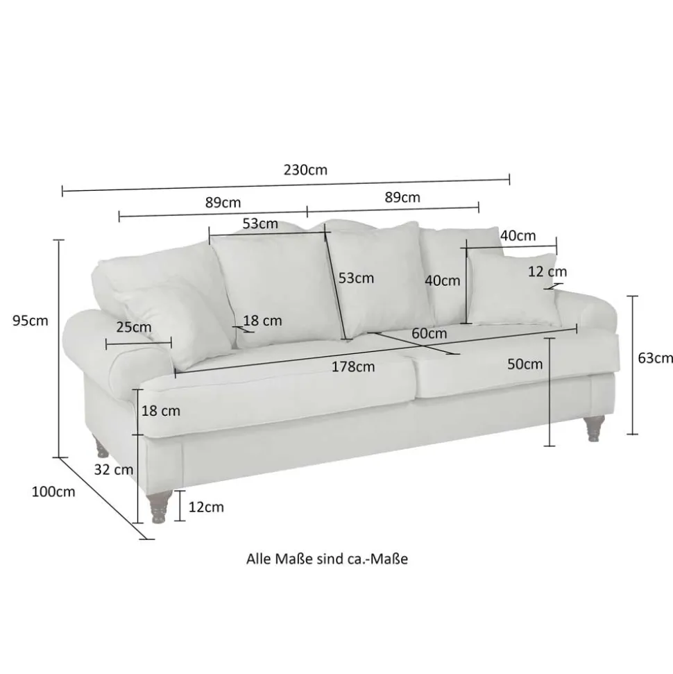 Vintage Sofa in Beige mit Dunkelbraun - Merandes