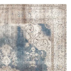 Vintage Teppich in Blau und Cremeweiß - Milan