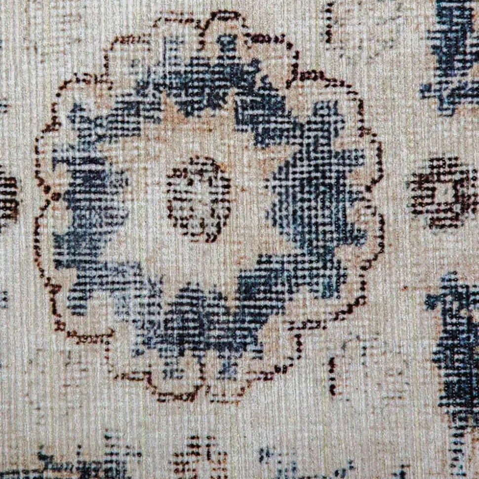 Vintage Teppich in Blau und Cremeweiß - Milan