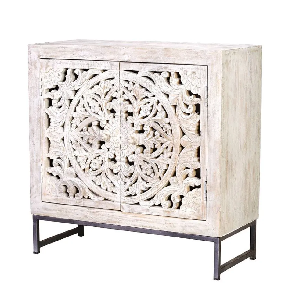 Vintage Türen-Kommode in Holz White Wash - Fudorus