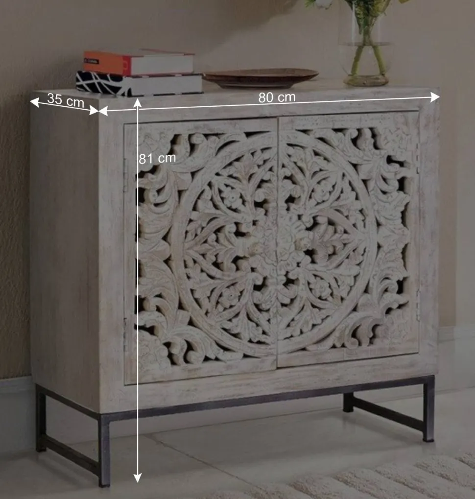 Vintage Türen-Kommode in Holz White Wash - Fudorus