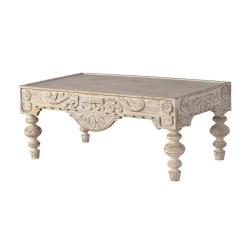 Vintage Wohnzimmertisch in Mangoholz White Wash - Lornas