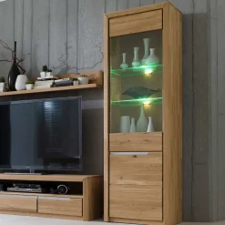 Vitrine Croconia aus Wildeiche massiv Bianco geölt