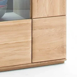 Vitrine Highboard optional mit LED Pontros Eiche Bianco teilmassiv