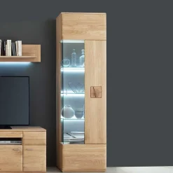 Vitrine in 60cm Breite Pontros Eiche Bianco teilmassiv