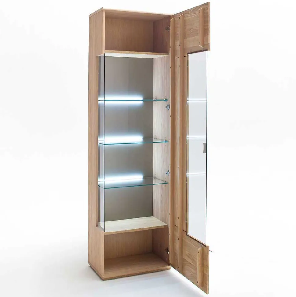 Vitrine in 60cm Breite Pontros Eiche Bianco teilmassiv