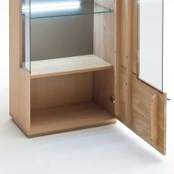 Vitrine in 60cm Breite Pontros Eiche Bianco teilmassiv