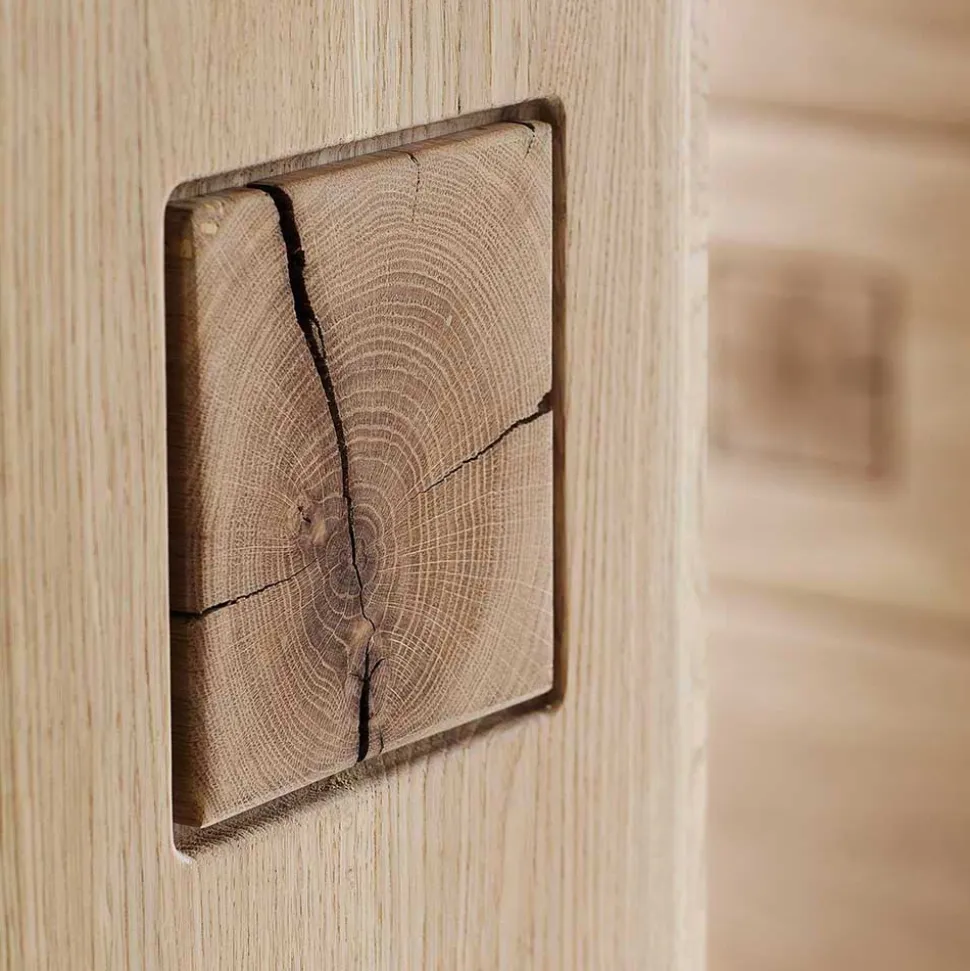 Vitrine in 60cm Breite Pontros Eiche Bianco teilmassiv