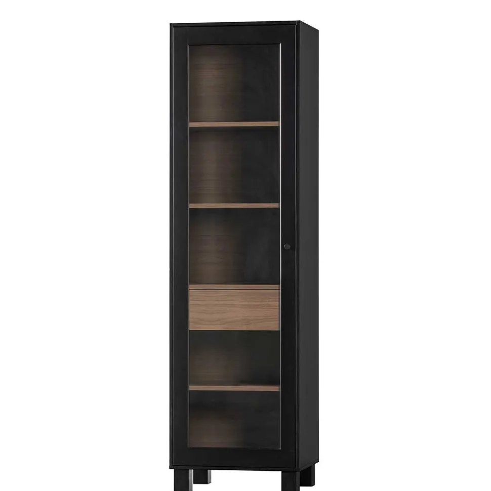 Vitrine in Schwarz & Walnuss Optik - Rabad