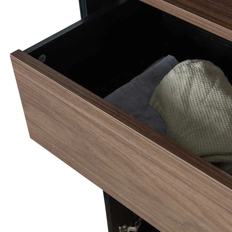 Vitrine in Schwarz & Walnuss Optik - Rabad