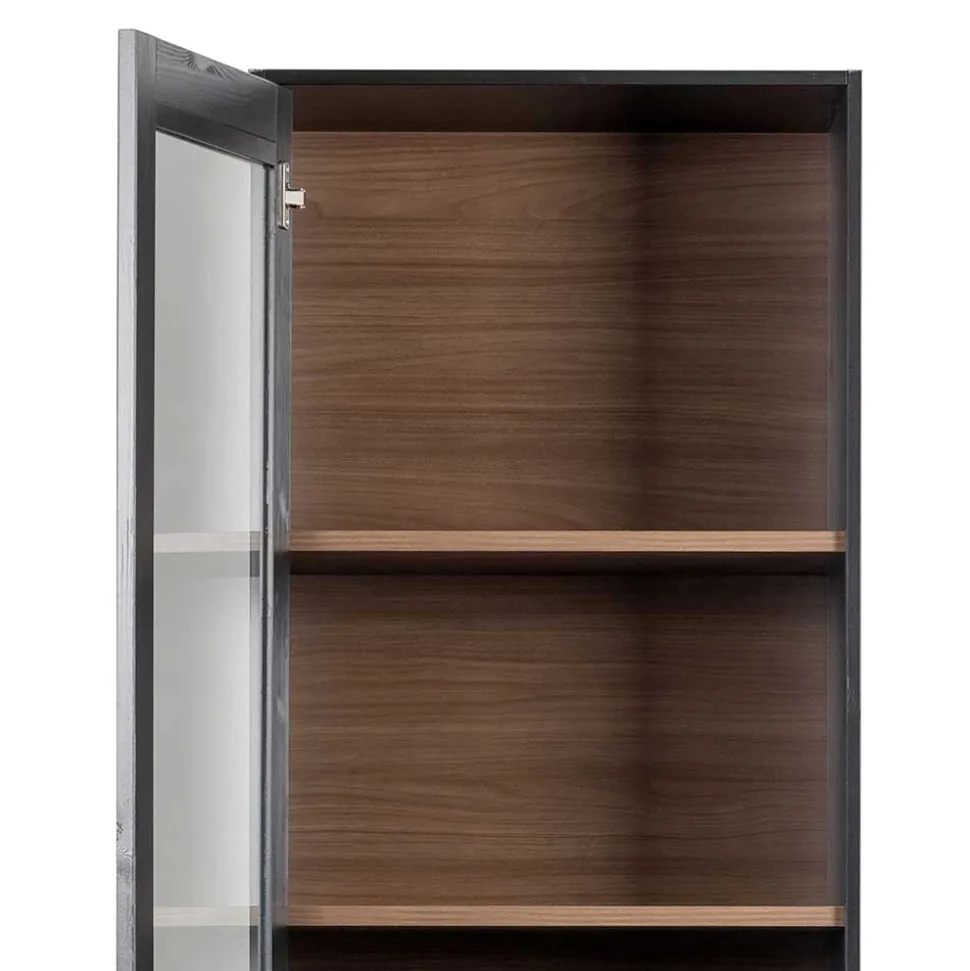 Vitrine in Schwarz & Walnuss Optik - Rabad