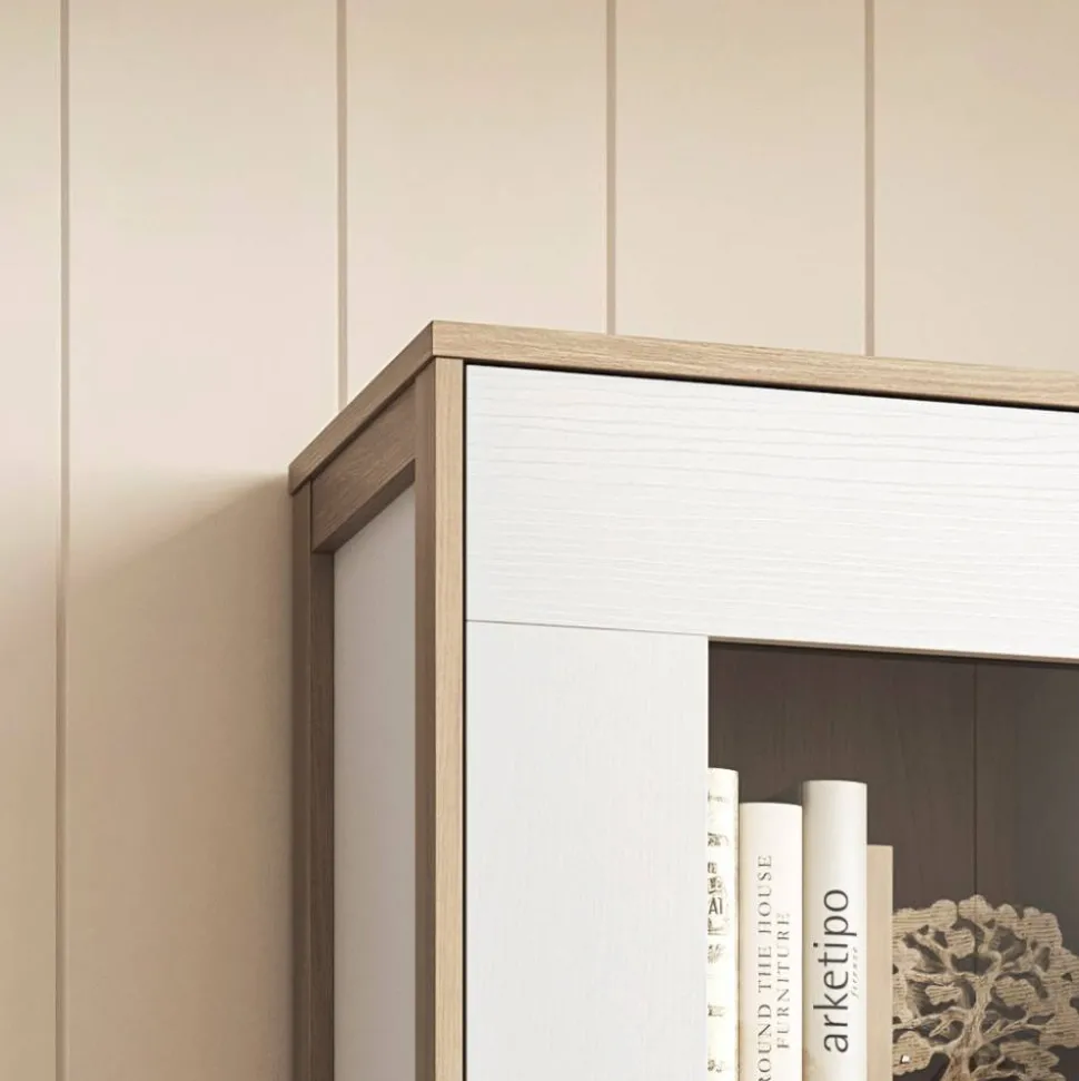 Vitrine in Weiß und Eiche Dekor - Ovidio