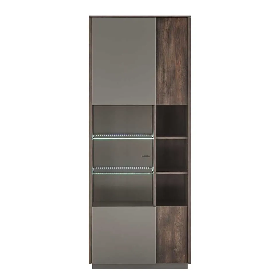 Vitrine Schrank in Anthrazit und Eiche Dunkel - Mundo