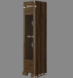 Vitrine Vaskov aus Wildeiche Massivholz