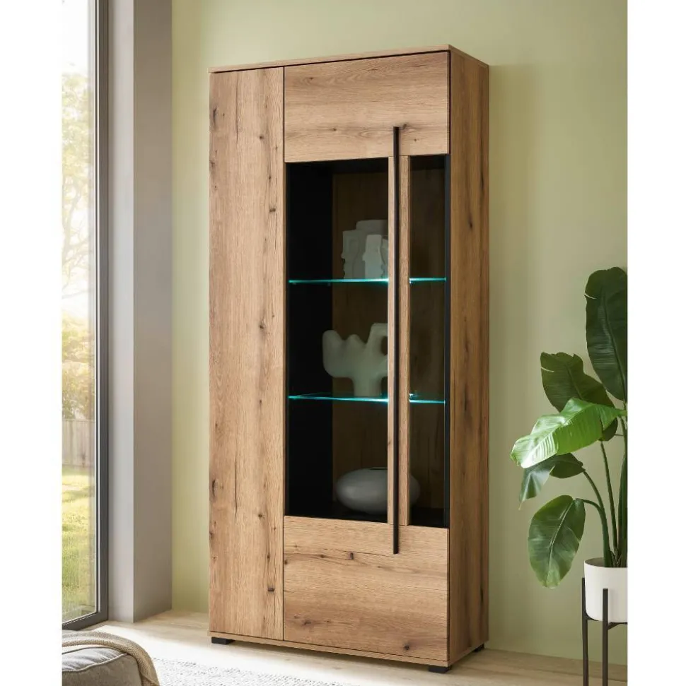 Vitrinen Schrank in Eiche Dekor - Brocus