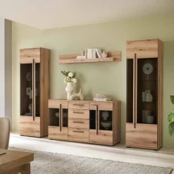 Vitrinenkombination und Wandboard Set - Brocus (vierteilig)