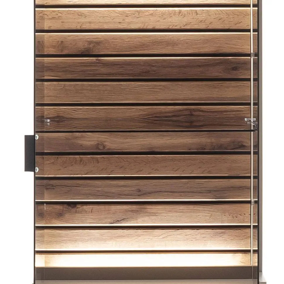 Vitrinenschrank in Grau mit Wildeiche - Teorina