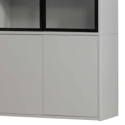 Vitrinenschrank in Hellgrau und Schwarz - Arno