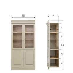 Vitrinenschrank in Hellgrau mit Braun - Floressa