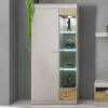 Vitrinenschrank in Hellgrau & Zinneiche NB - Lioscas