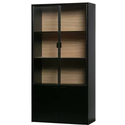 Vitrinenschrank in Kiefer und Schwarz - Angoro