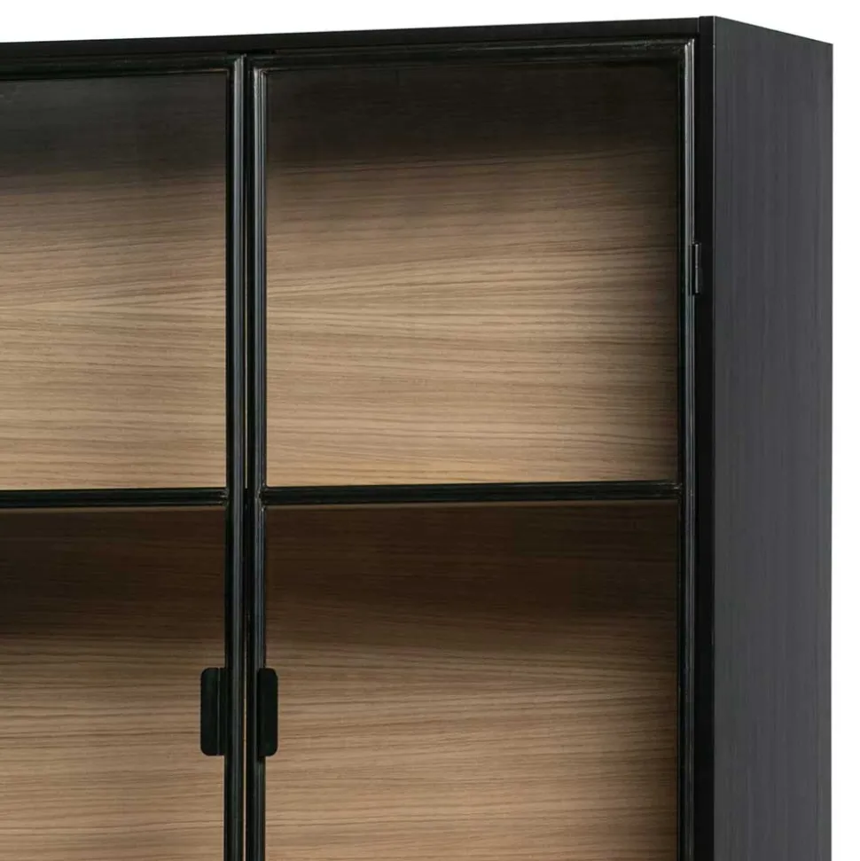 Vitrinenschrank in Kiefer und Schwarz - Angoro