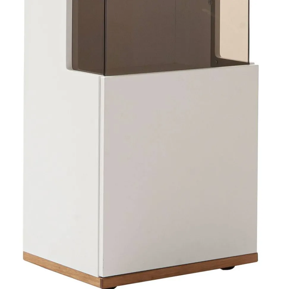 Vitrinen-Schrank in Soft White und Wildeiche - Yordyn