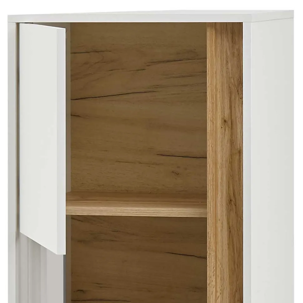Vitrinenschrank in Weiß & Wildeiche Dekor - Nonessia