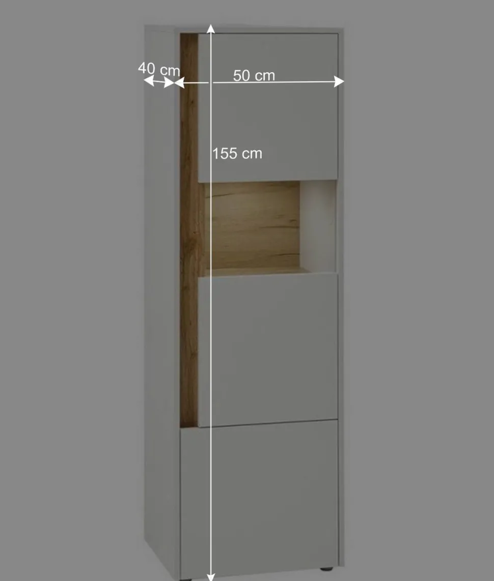 Vitrinenschrank in Weiß & Wildeiche Dekor - Nonessia