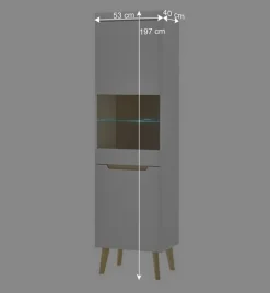 Vitrinenschrank in Weiß mit Eiche - Ginko