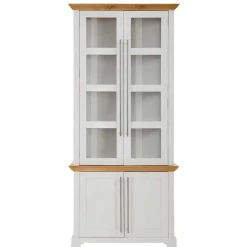 Vitrinenschrank in Weiß mit Honig - Eyzaco