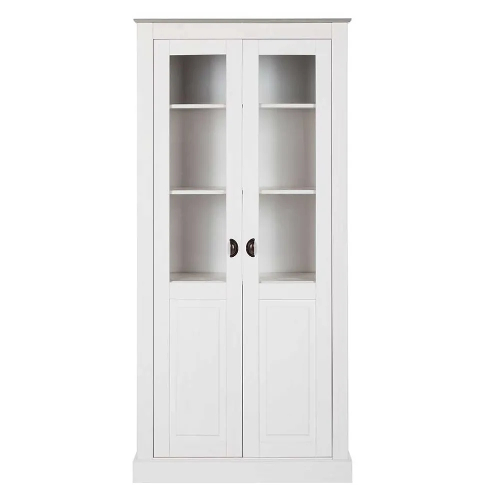 Vitrinenschrank in Weiß mit Grau - Lucasario