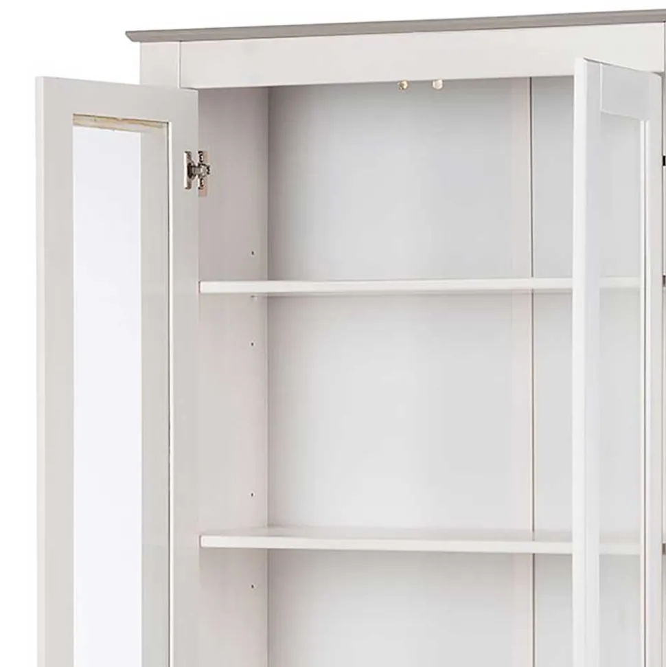 Vitrinenschrank in Weiß mit Grau - Lucasario