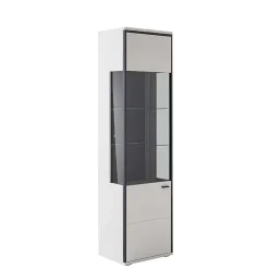 Vitrinenschrank in Weiß und Schwarzgrau - Loazin