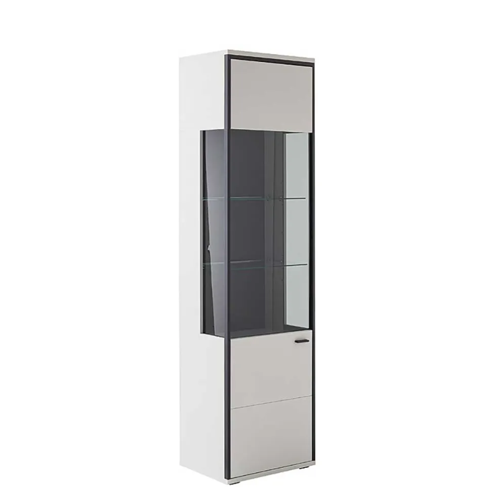 Vitrinenschrank in Weiß und Schwarzgrau - Loazin