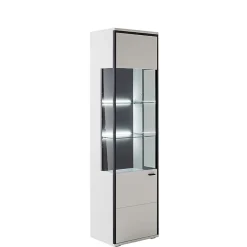 Vitrinenschrank in Weiß und Schwarzgrau - Loazin