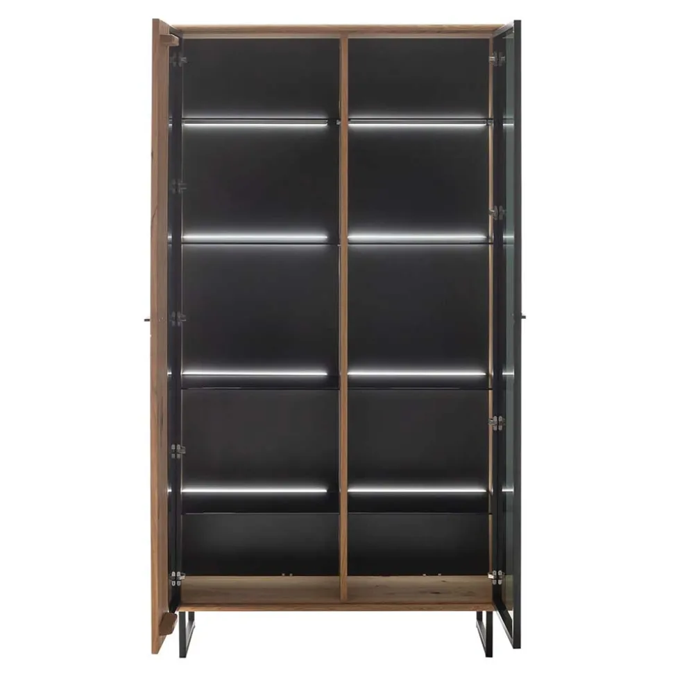 Vitrinenschrank in Wildeiche & Anthrazit - Flacona